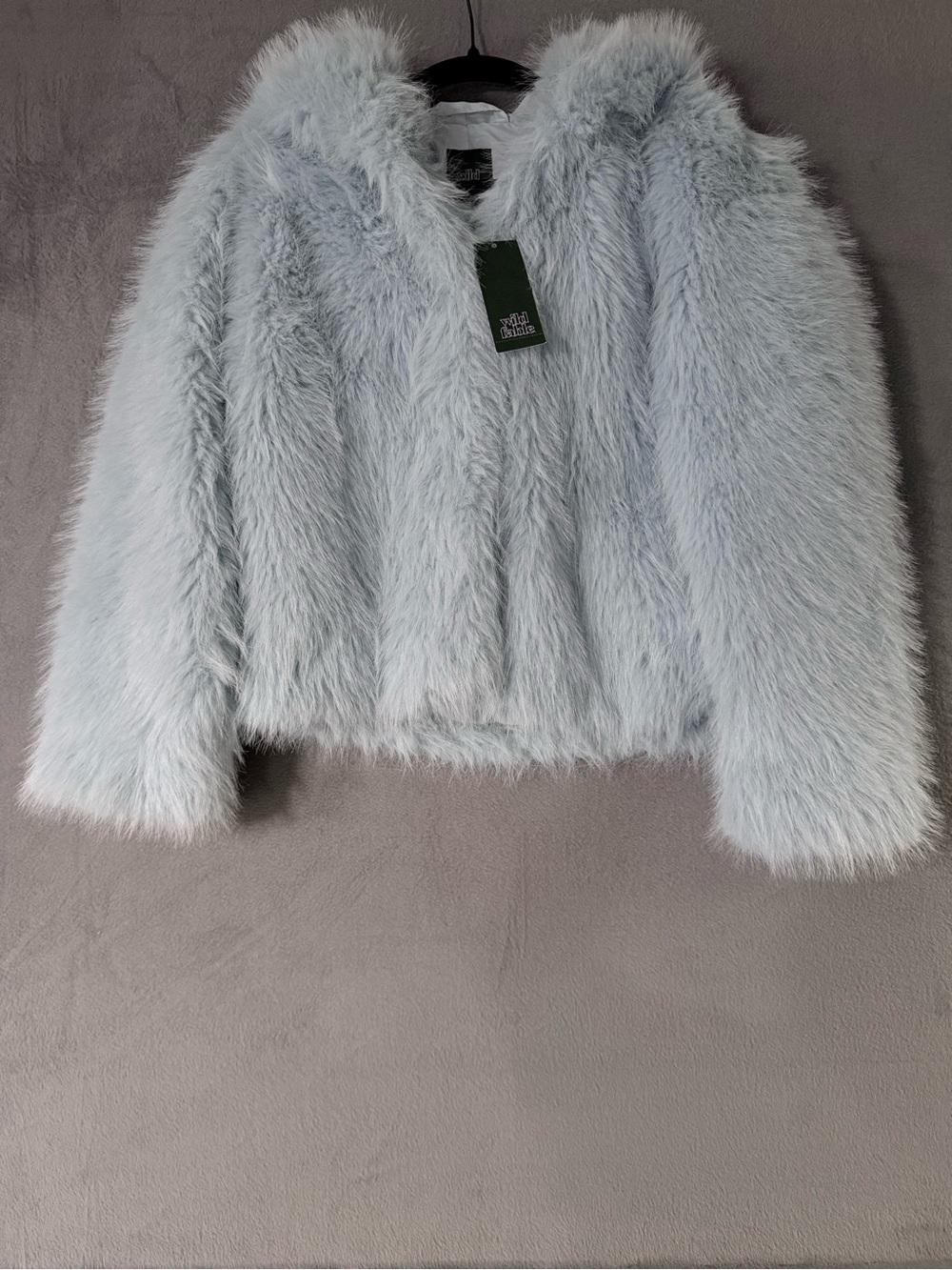 wild fable - Light Blue Faux Fur Hooded Coat